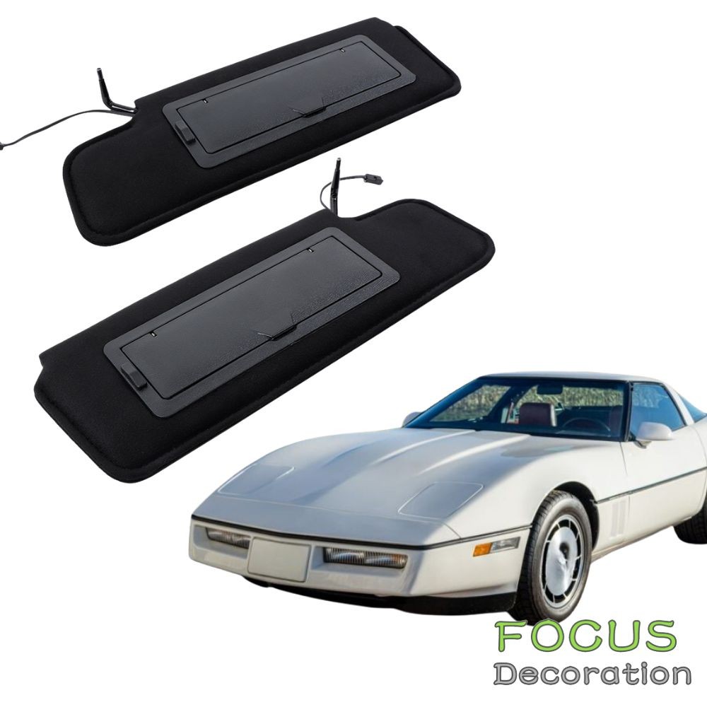 For Chevy Chevrolet 1984-96  Sun Visor Shades Pair Lighted Vanity Mirror Black