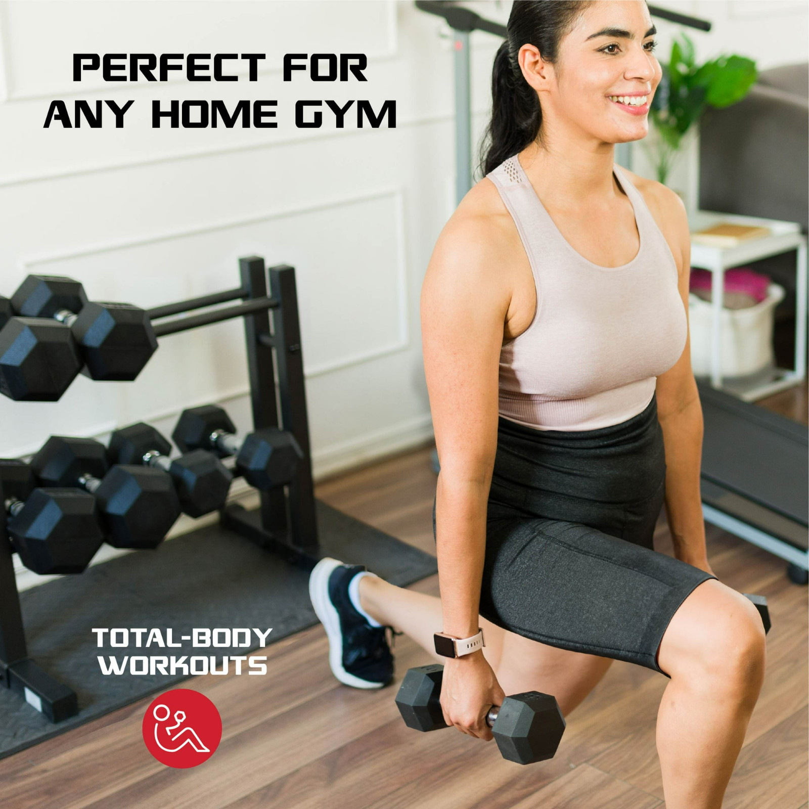 FitRx 40lbs Rubber Hex Dumbbell – Solid Steel Handle, Durable Rubber Coating