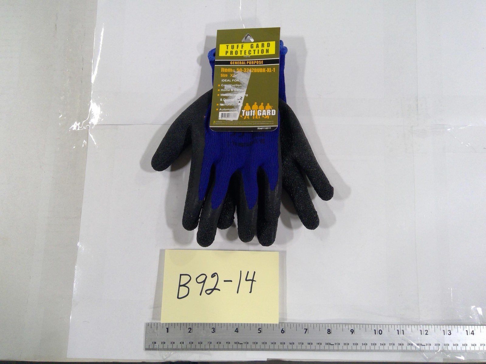 Tuff Gard General Purpose Gloves XL Blue Rubber Knit Work Hand Protection Grip