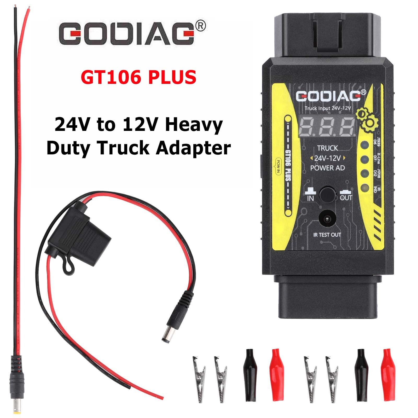 Godiag GT106 PLUS 24V-12V Heavy Duty Truck Adapter For X431 easydiag/Golo/M-DIAG