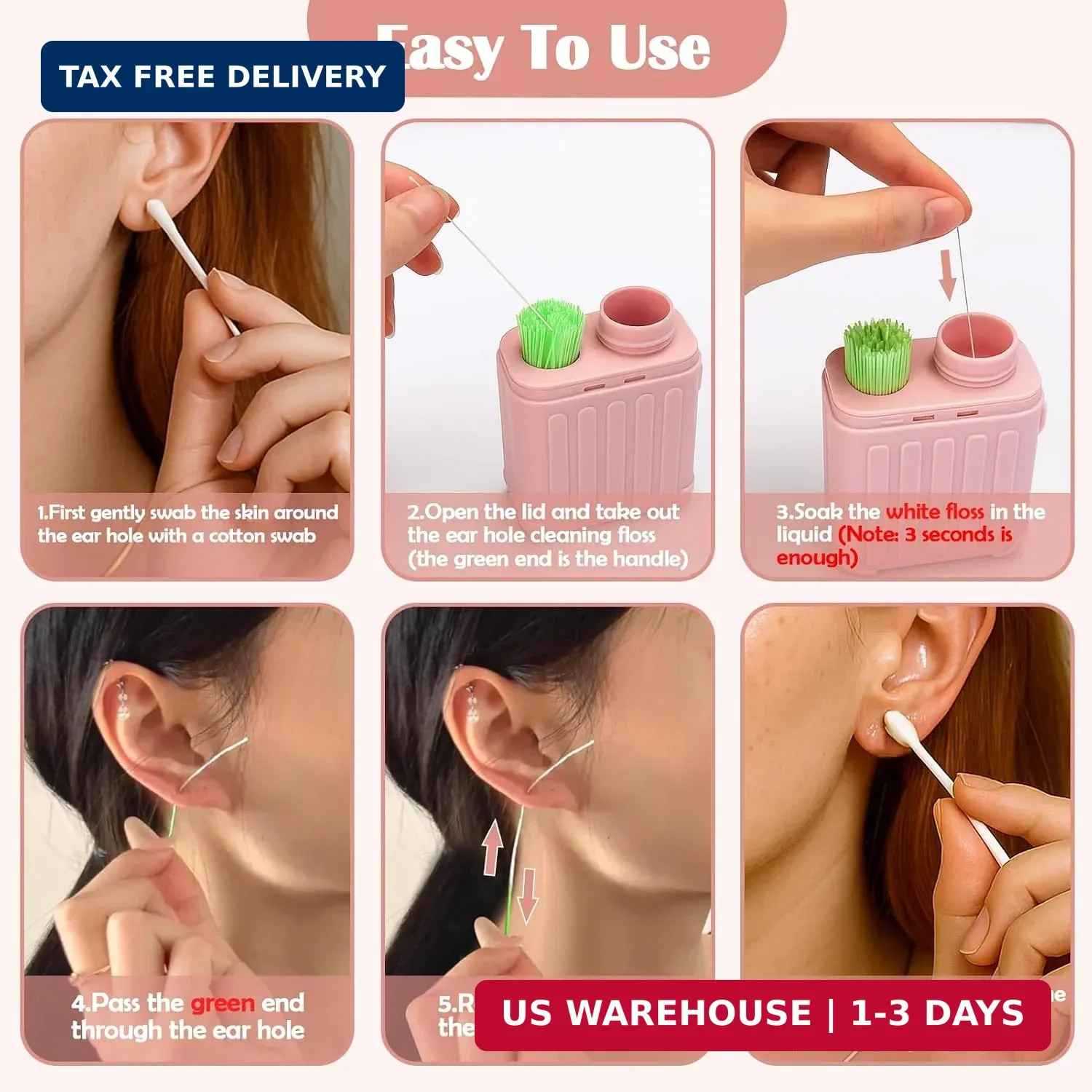 XANGNIER Ear Piercing Cleaner,Ear Piercing Cleaning Kit,Earring Hole Piercing Af