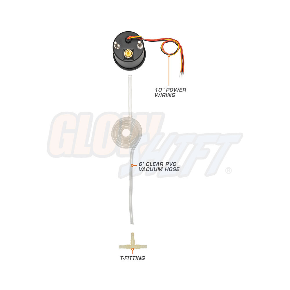 52mm GLOWSHIFT BLACK 7 COLOR LED VACUUM GAUGE METER