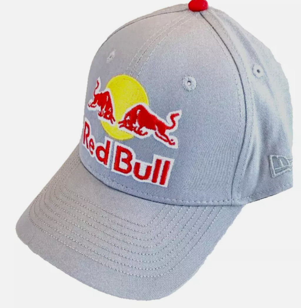 R -  Cloud Gray Baseball Cap w/Red Undervisor. F1 Racing. BMX. MotoGP. Motocross