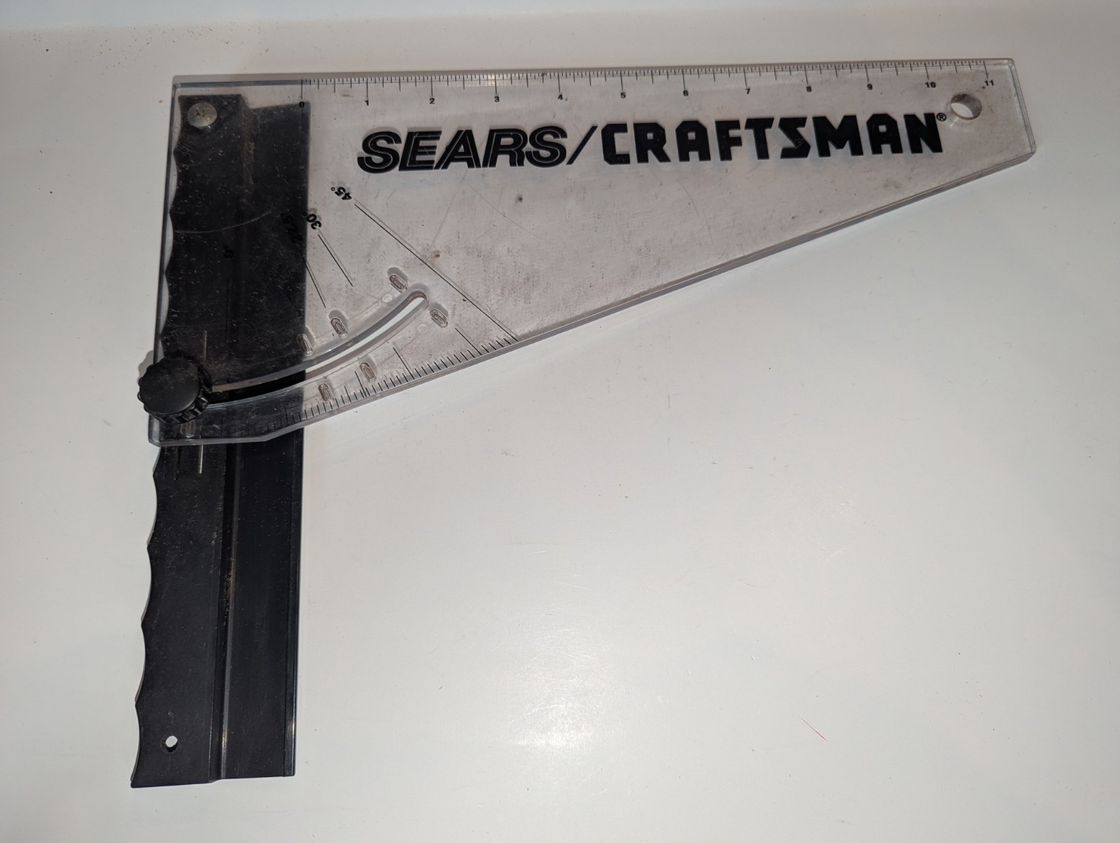 VTG Sears Craftsman Plastic Clear 11" SQUARE Adjustable (0-90 Degrees)