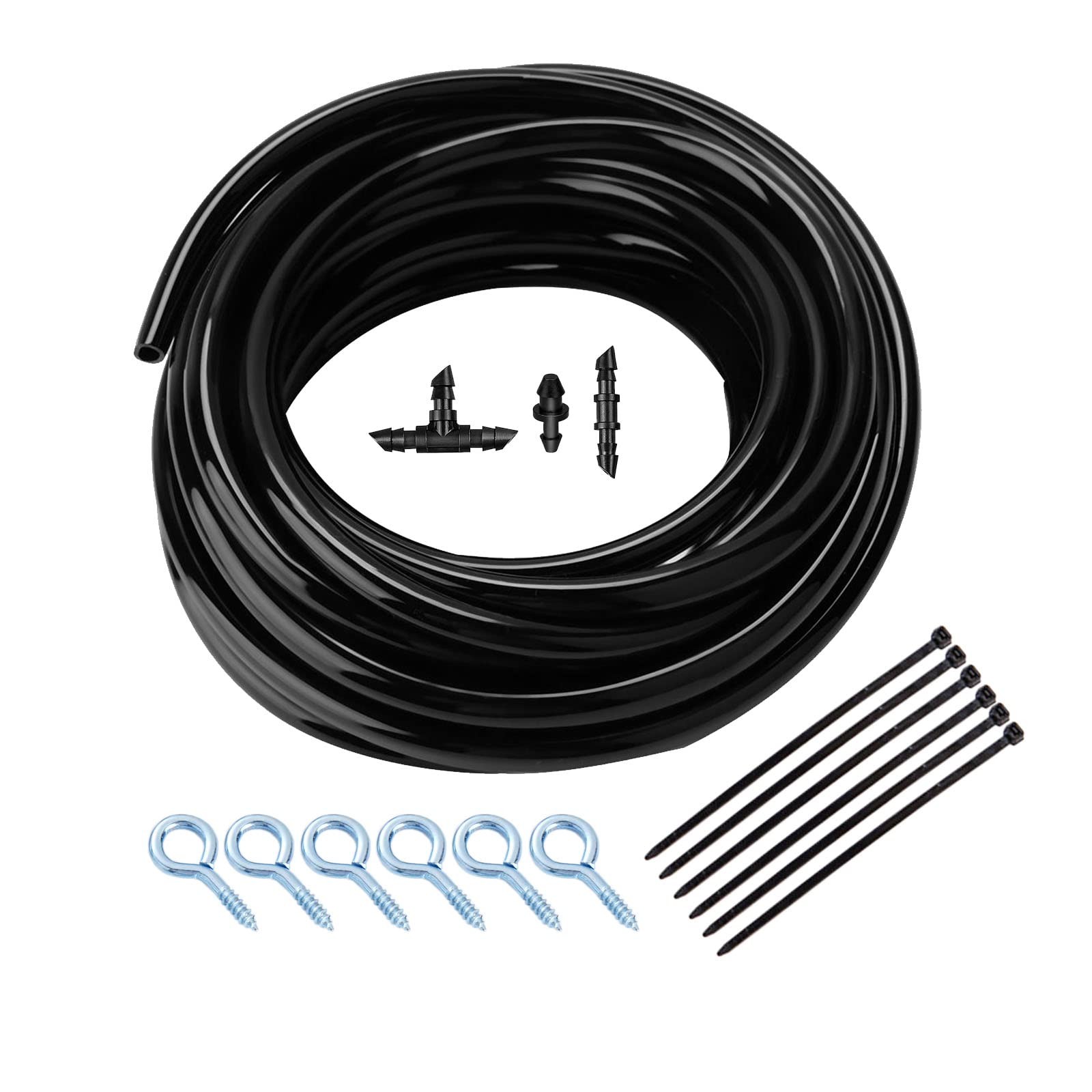 25ft 1/4" CO2 Drilled Tubing, Black PU, Grow Room CO2 Injection System, Kit I...