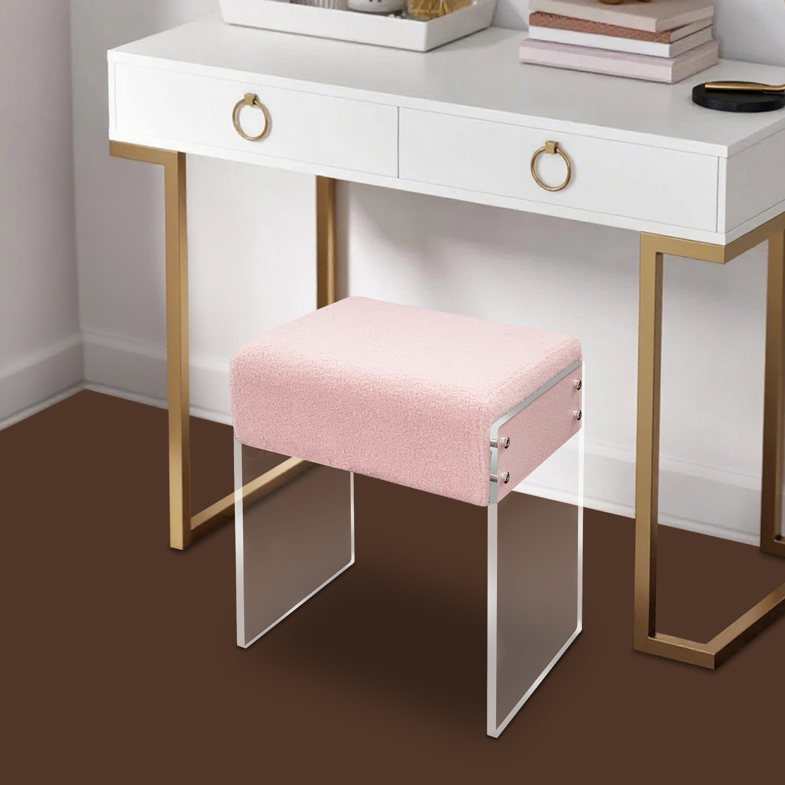 Modern Minimalist Acrylic Stool Chair Makeup Stool Chair with Cushion Modern