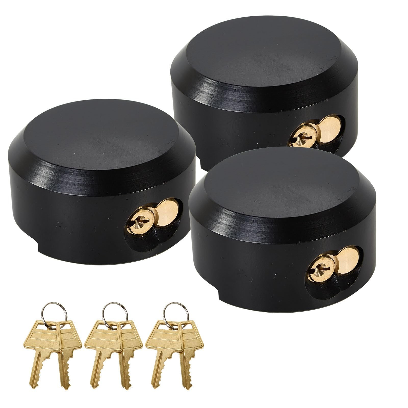 3 Pack Puck Locks for Trailers Keyed Alike 2-7/8” Hidden Shackle Padlocks