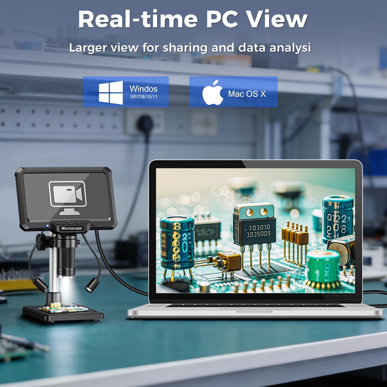 7Inch 1200X Digital Microscope for Electronics Repair