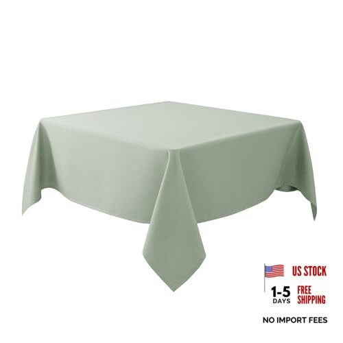 Square Tablecloth 54x54 Inch-Sage Card Fabric 54" x 54" (Square) Sage Green