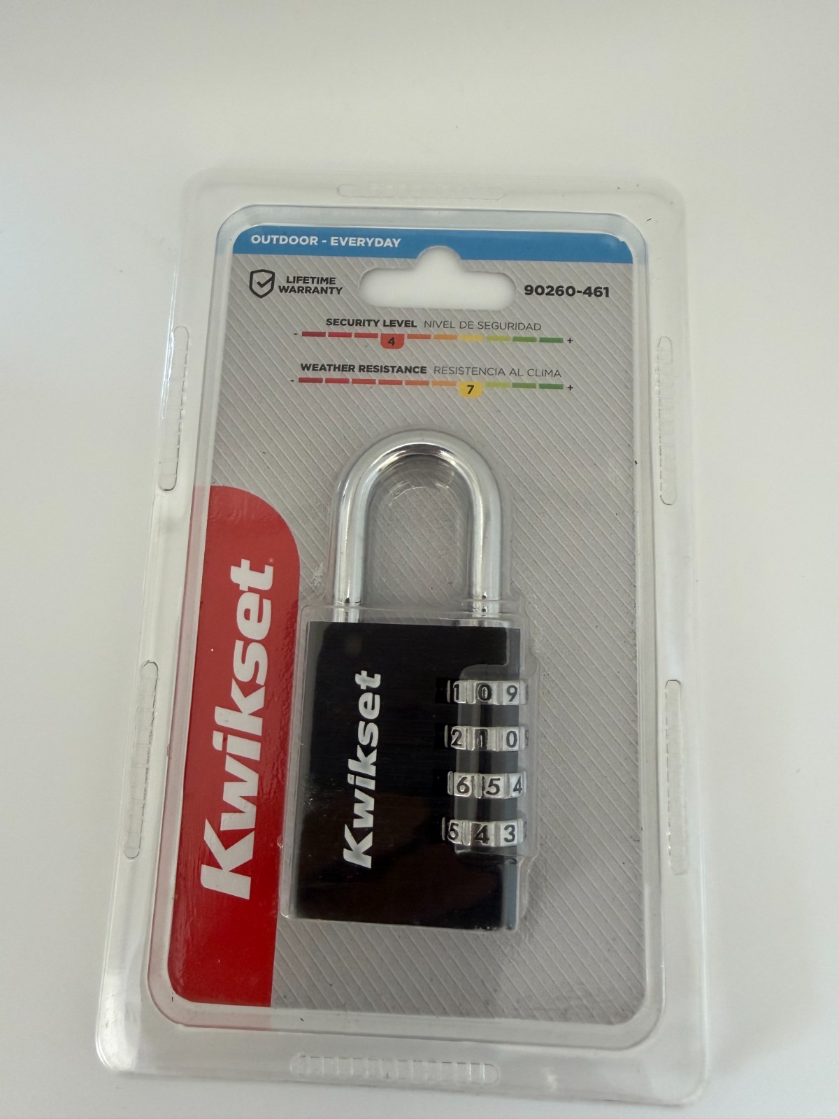 Kwikset 1-1/2" Aluminum 4-Digit Combination Padlock Black 90260-461 NIP