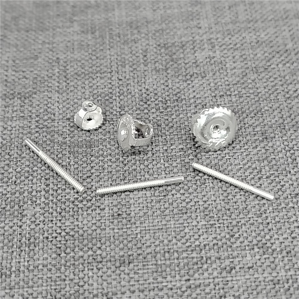 5prs Sterling Silver Threaded Post Ear Nuts 925 Silver Screw Type Earring Back