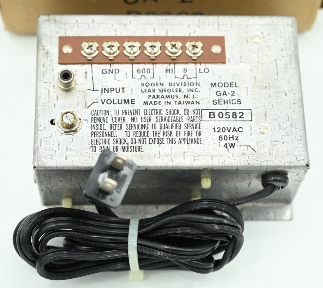 BOGEN COMMUNICATIONS Audio Amplifier Model GA-2 with Box/Manual