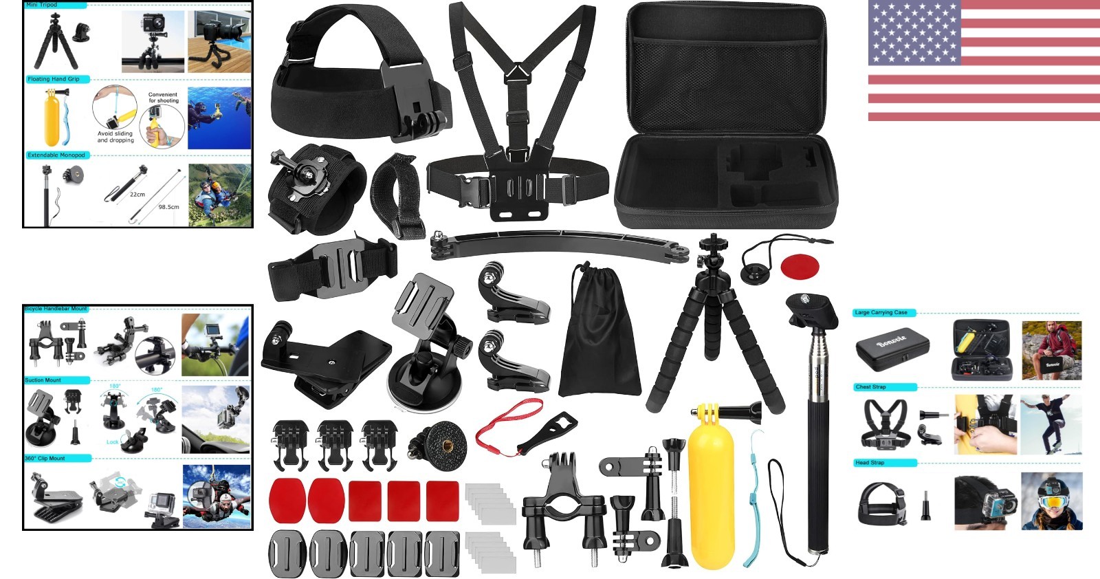 Versatile 50-in-1 Action Camera Accessory Kit for Vloggers & Outdoor Enthusiasts