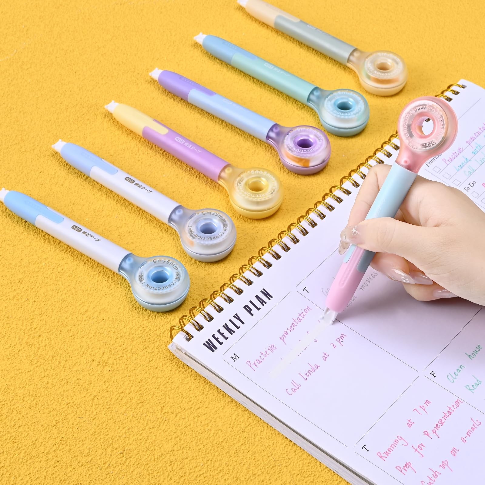 Temiary 4 Pack Correction Tape Pen, 6M/256" x 0.2" White Smooth Pull Macaron
