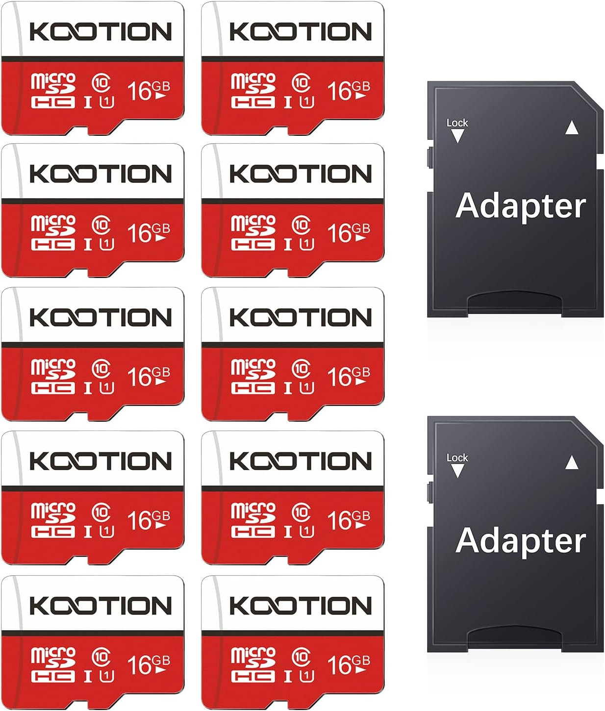 10 Pack 16GB Micro SD Card Class-10 Micro SDHC Card 16 Gb UHS-I High Speed TF Ca