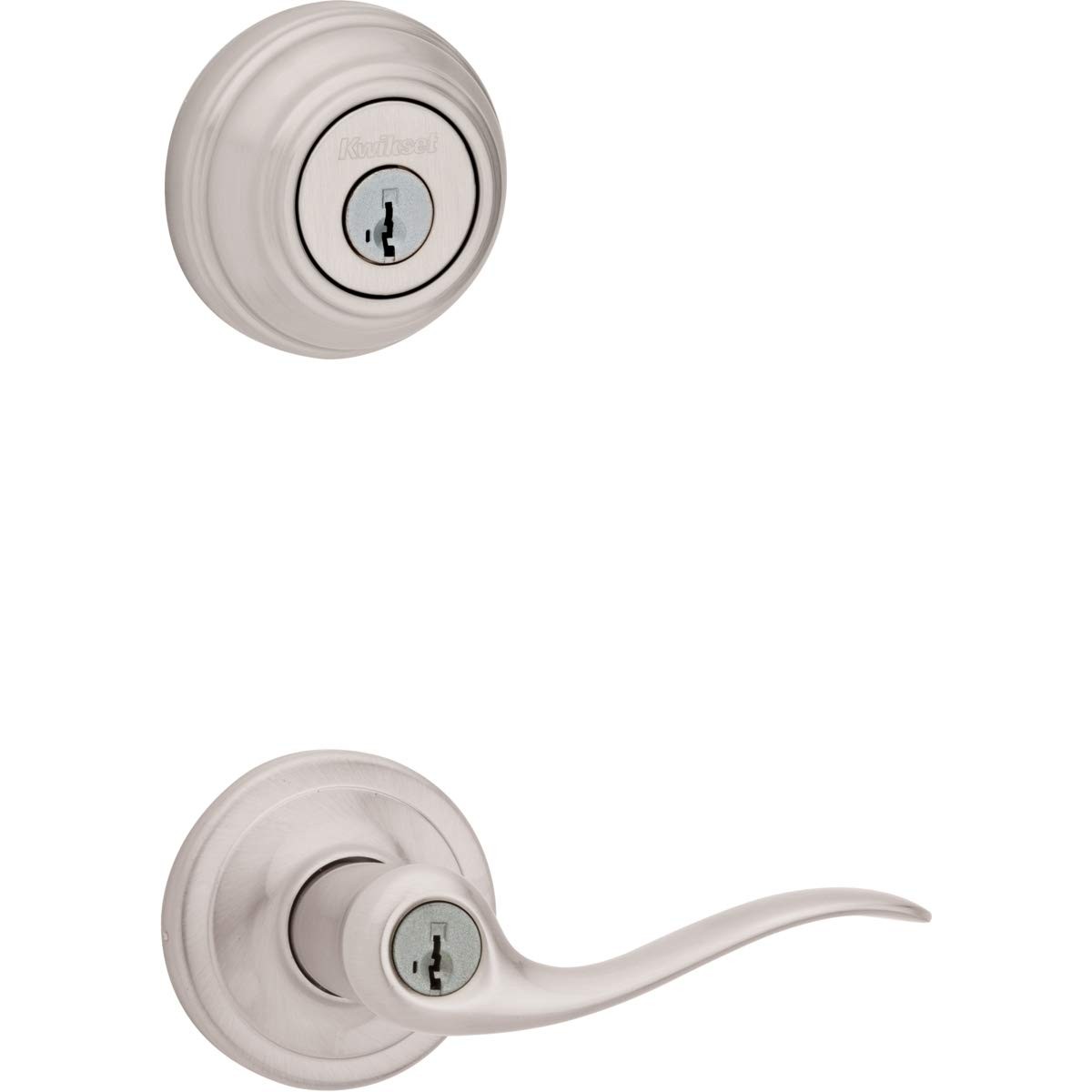 Kwikset 991 Tustin Lever & Deadbolt Set SmartKey Satin Nickel