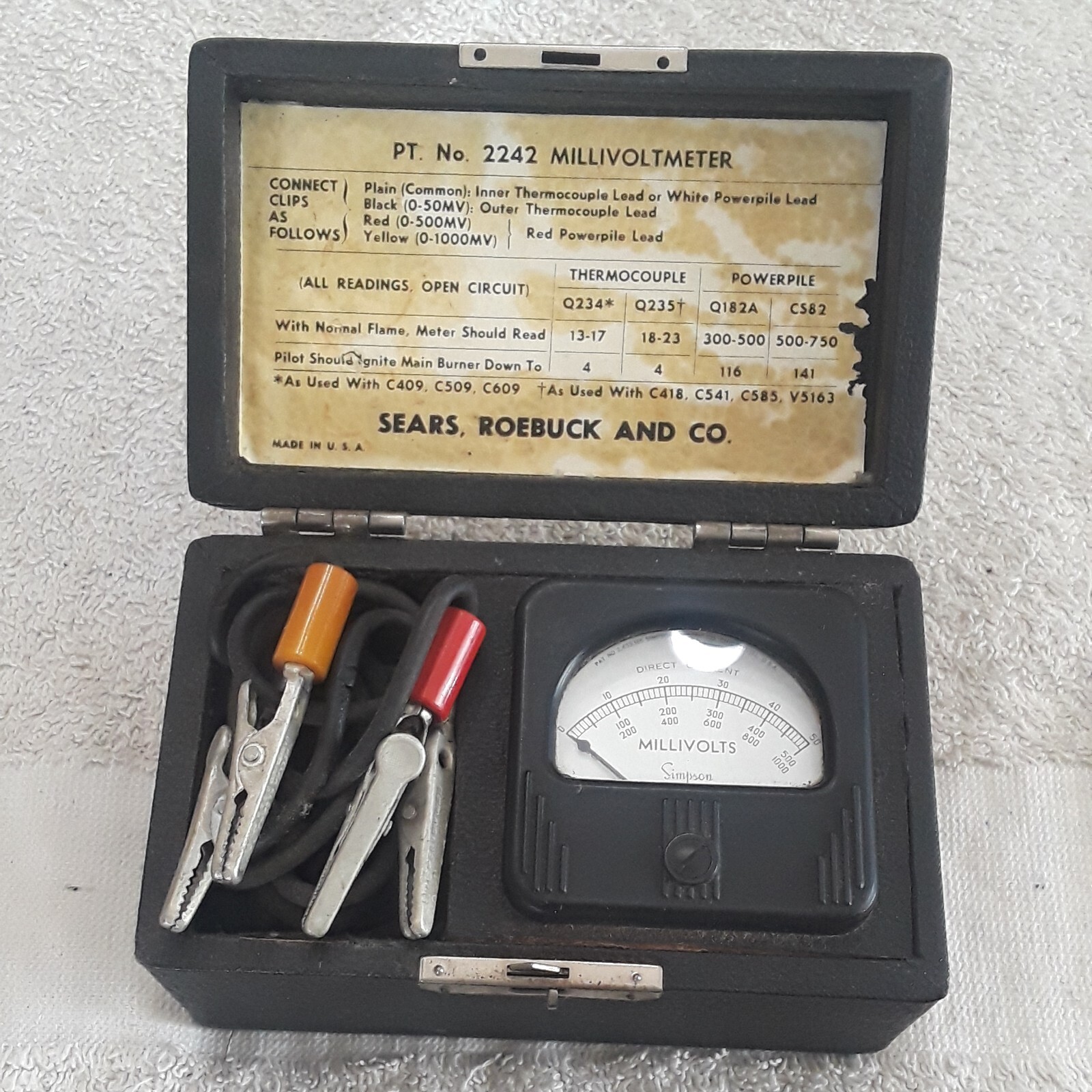 Vintage Sears 2242 Millivoltmeter - Made by Simpson