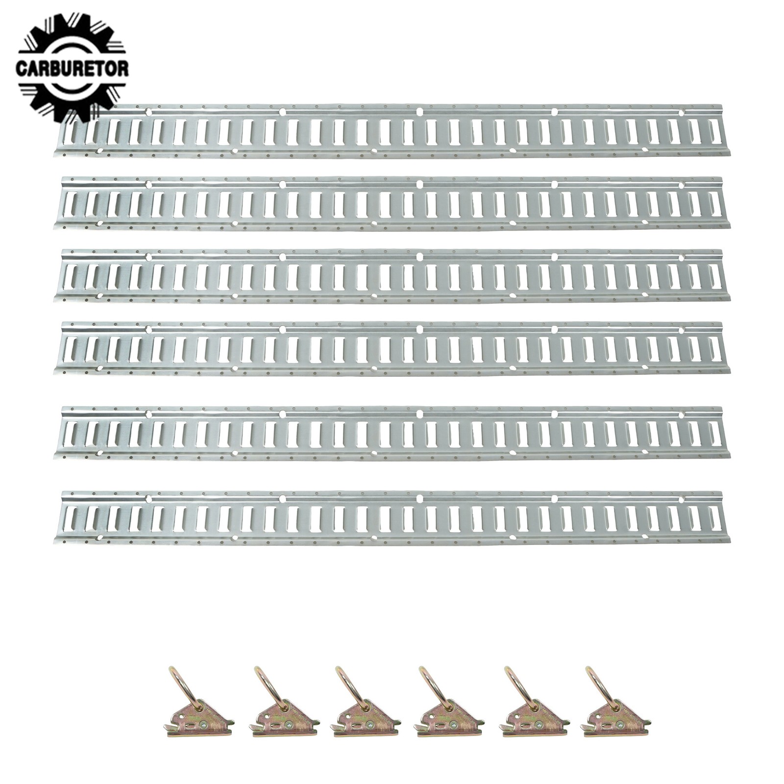 Silver 12 Pack 60" E Track Rail Sections With Mounting Hardware Fit For Garages