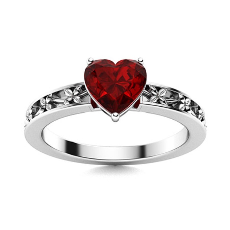 925 Sterling Silver Garnet Stone Solitaire Throat Chakra Ring Jewelry