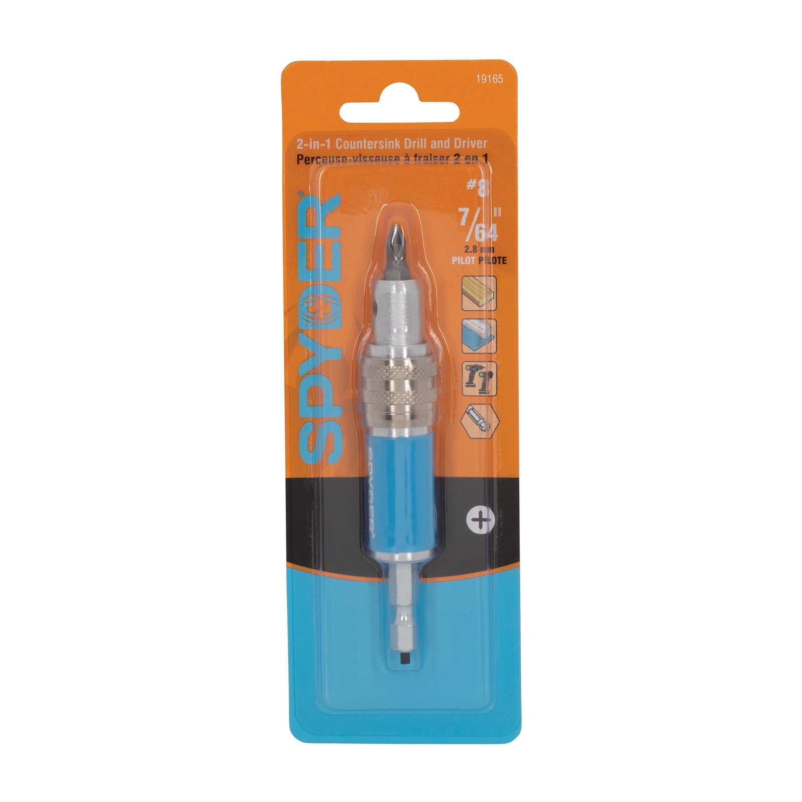 Spyder 7/64-Inch x 1/2-Inch HSS #8 Countersink Twist Drill and Driver Bit, 19165