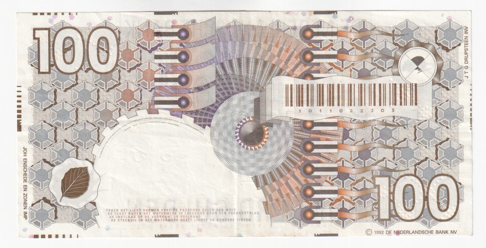 Netherlands 100 Gulden Banknote (1992) P.101 - VF+