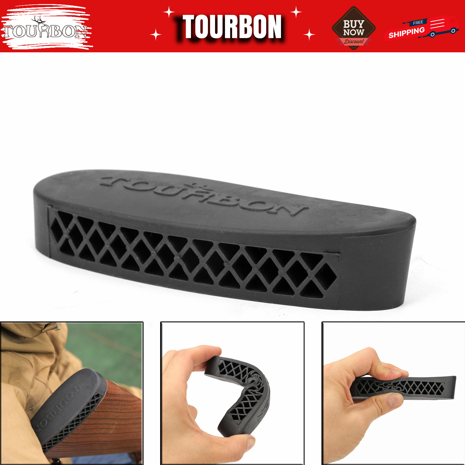 TOURBON Rifle Recoil Pad Shotgun Butt Stock Rubber Plate for Remington Marlin