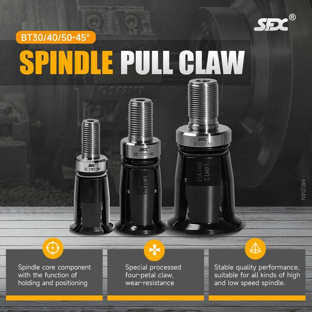 SFX BT40 90 Degree CNC Spindle Pull Claw 4 Petal Claw External Thread