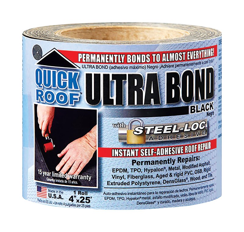Quick Roof UBB425 Black Ultra Bond Steel-Loc Adhesive Roof Repair 4 in. x 25 ft.
