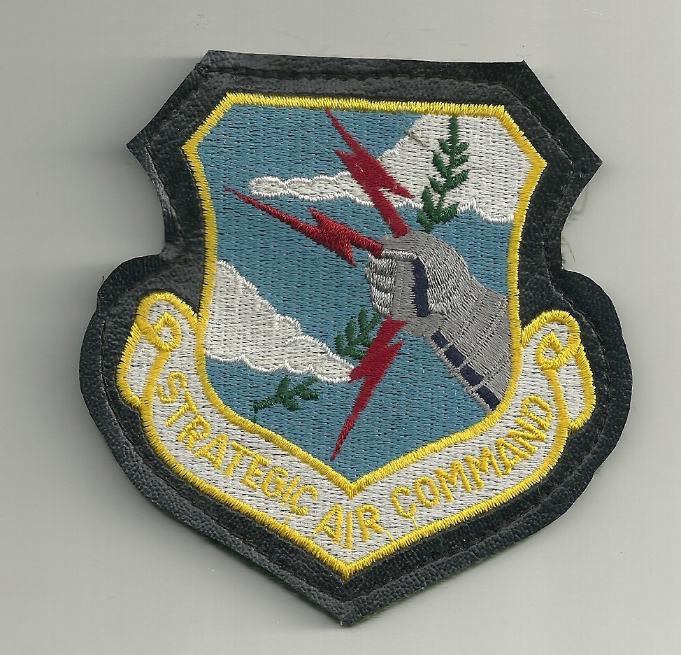 AIR FORCE ISSUE LEATHER 4" STRATEGIC AIR COMMAND EMBROIDERED HOOK & LOOP PATCH