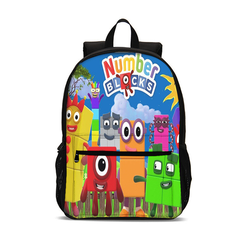Numberblocks Game Cartoon Backpack Print for Boys Girls School Travel 18.5in