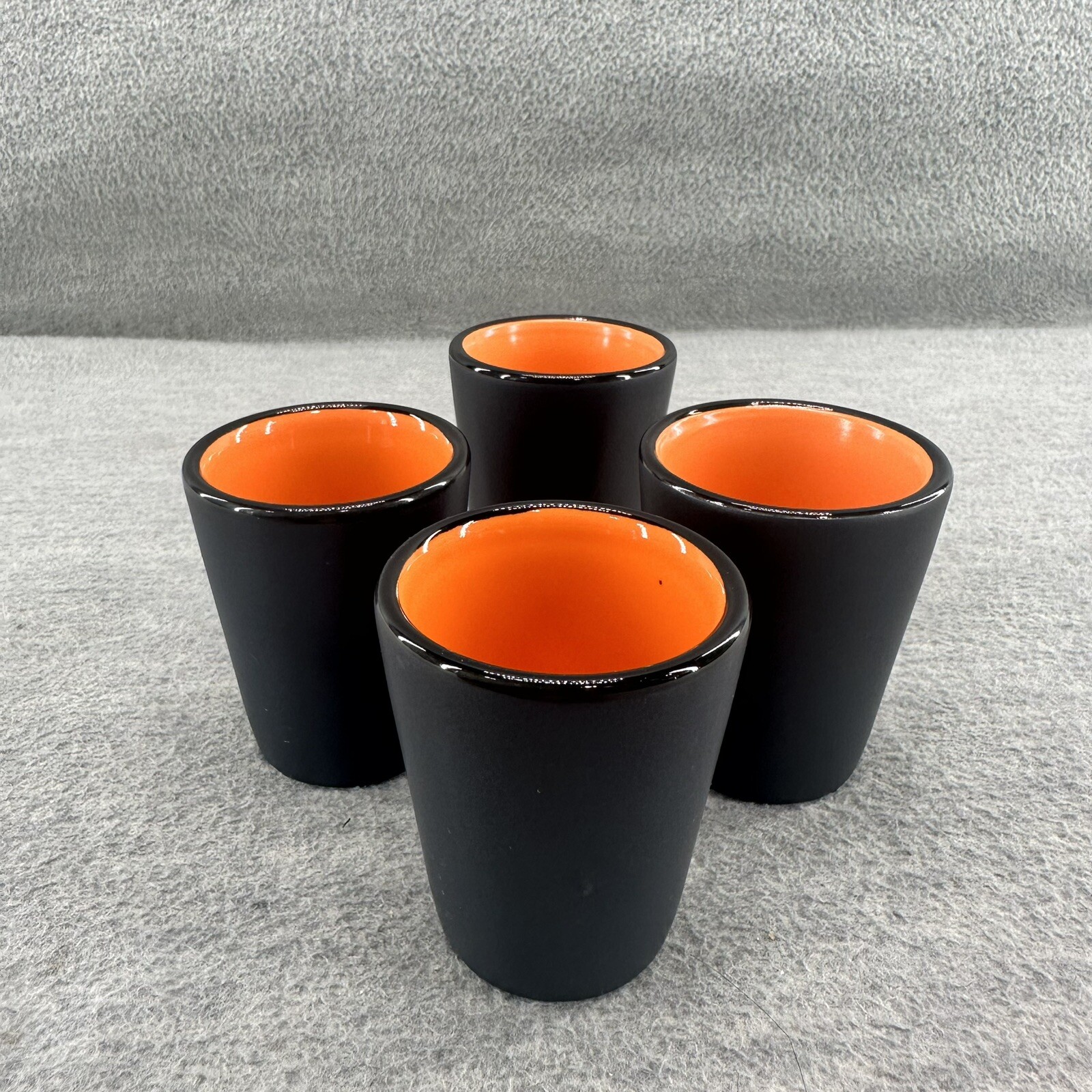 ITI - Matte Black & Orange 1.5 oz Ceramic Short Glass Set of 4