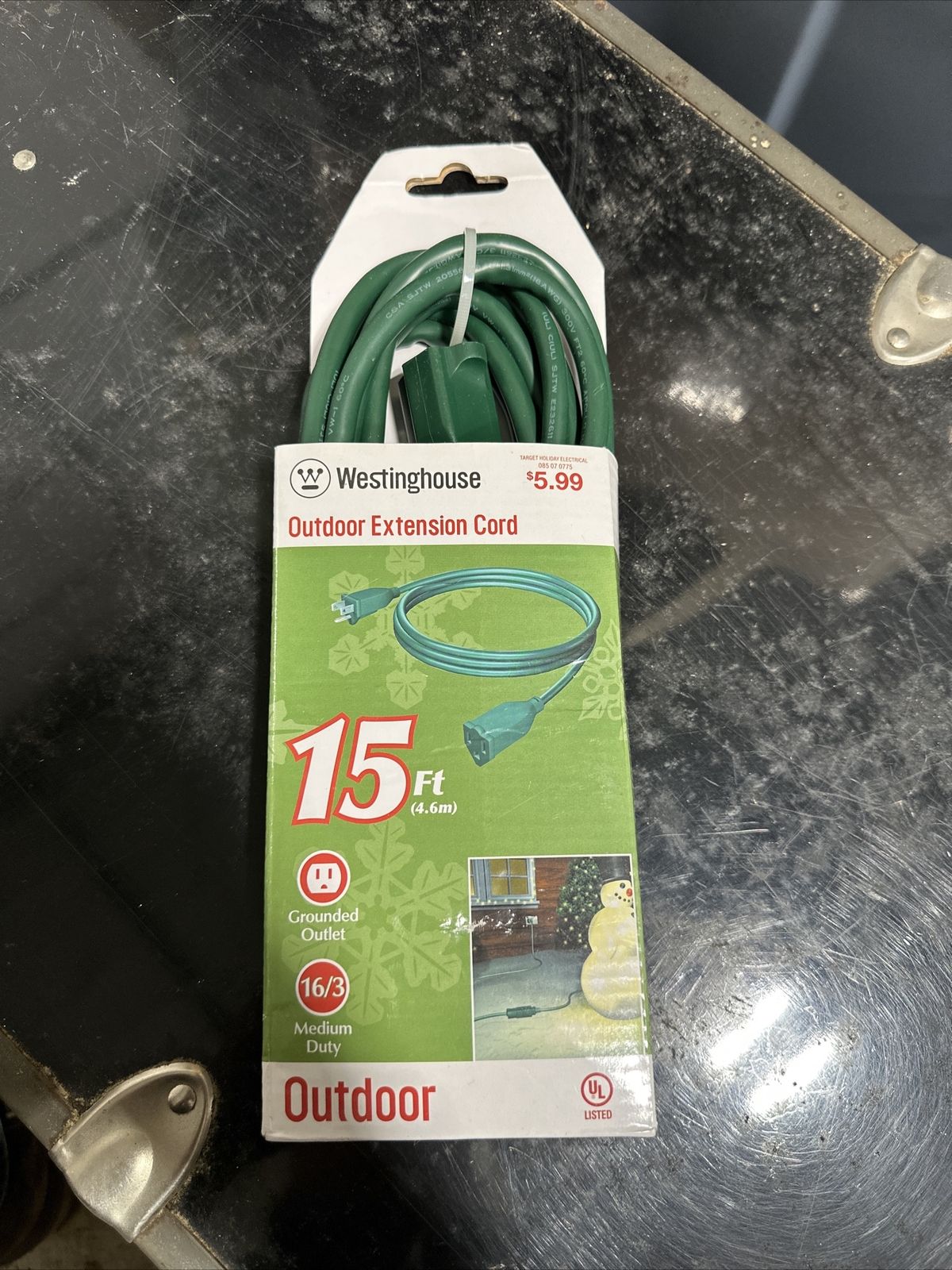 Westinghouse 28289 15-Feet Outdoor Single Outlet Power Cord (3 Wire), Green