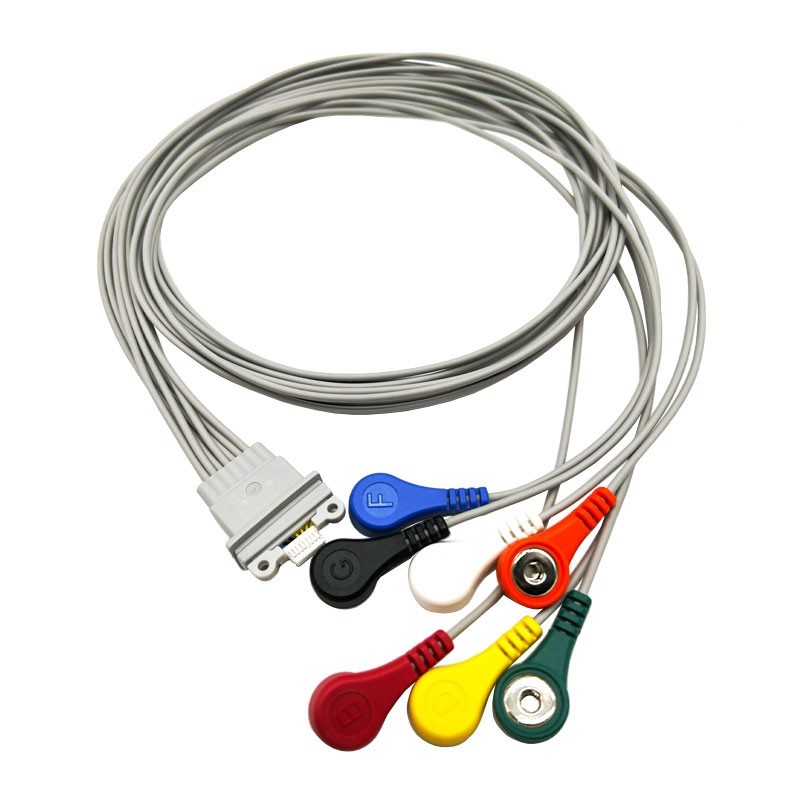 ECG Holter Cable 7-Leads Snap Compatible Schiller Medilog AR4 /AR12/FD5 Plus