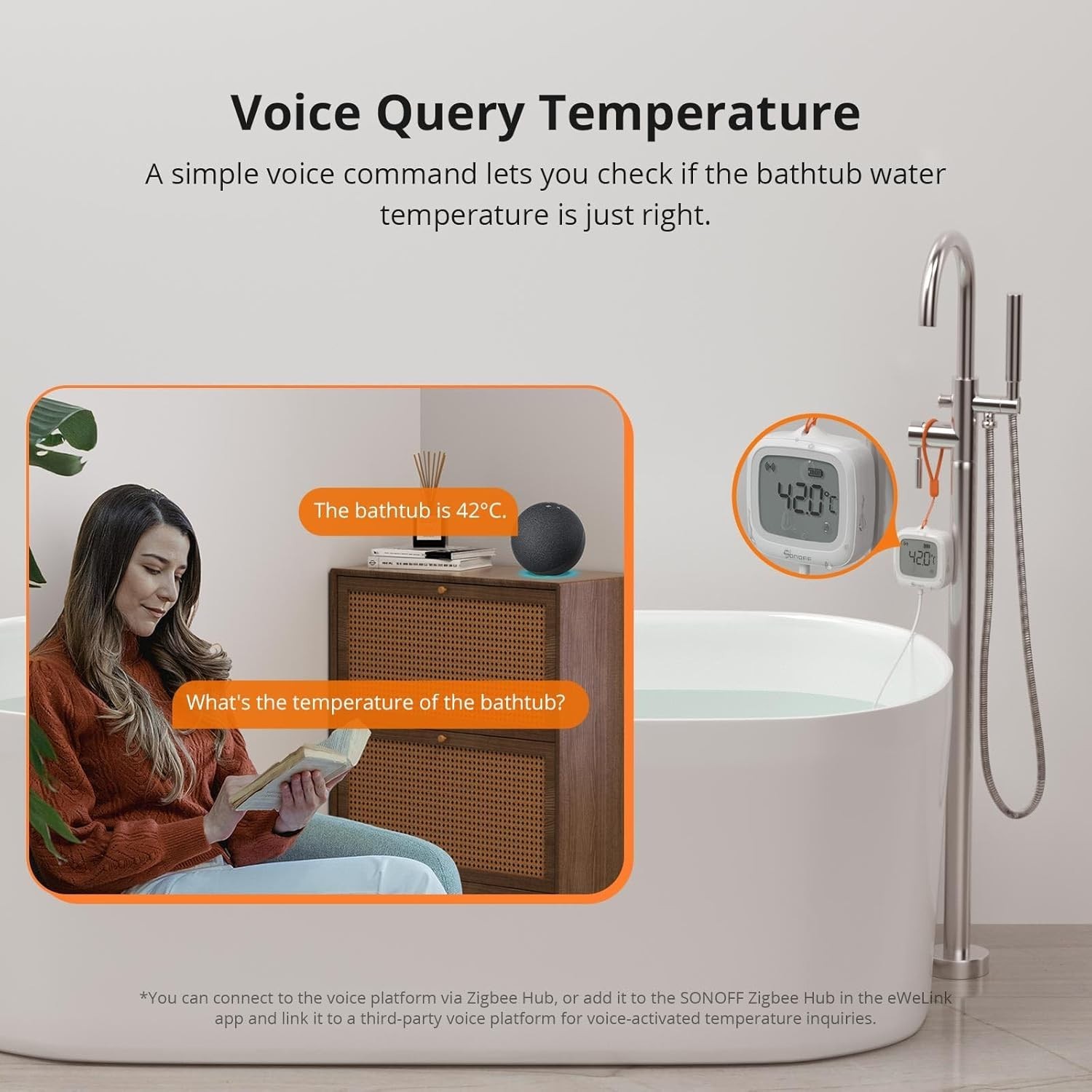 Smart Home-Compatible Zigbee Temperature Sensor - Waterproof & App Monitored
