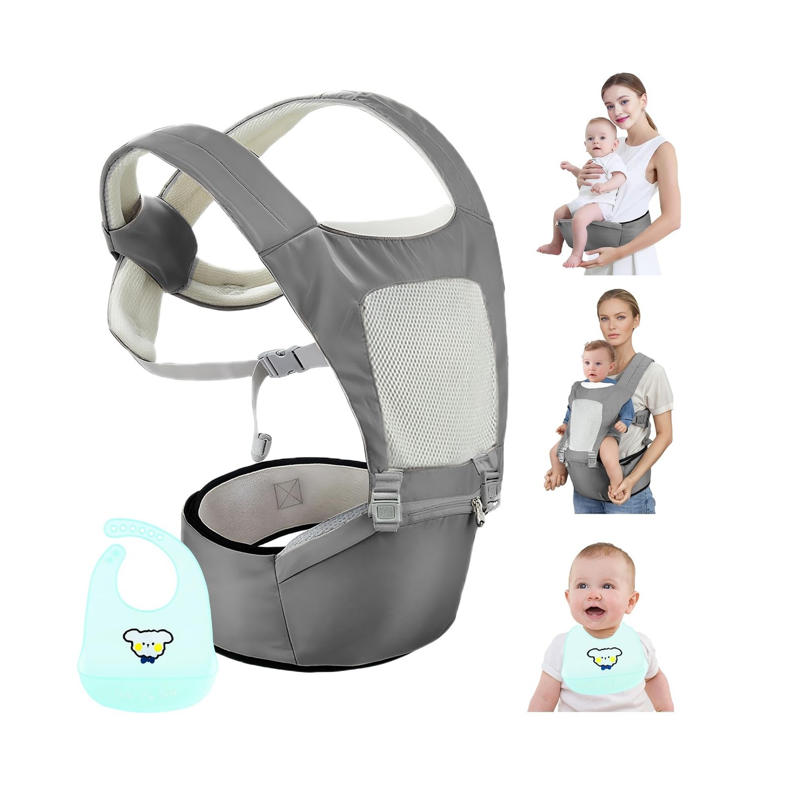 Baby Carrier with Hip Seat,Safety-Certified 2-in-1 Baby Carrier New... Fast Ship