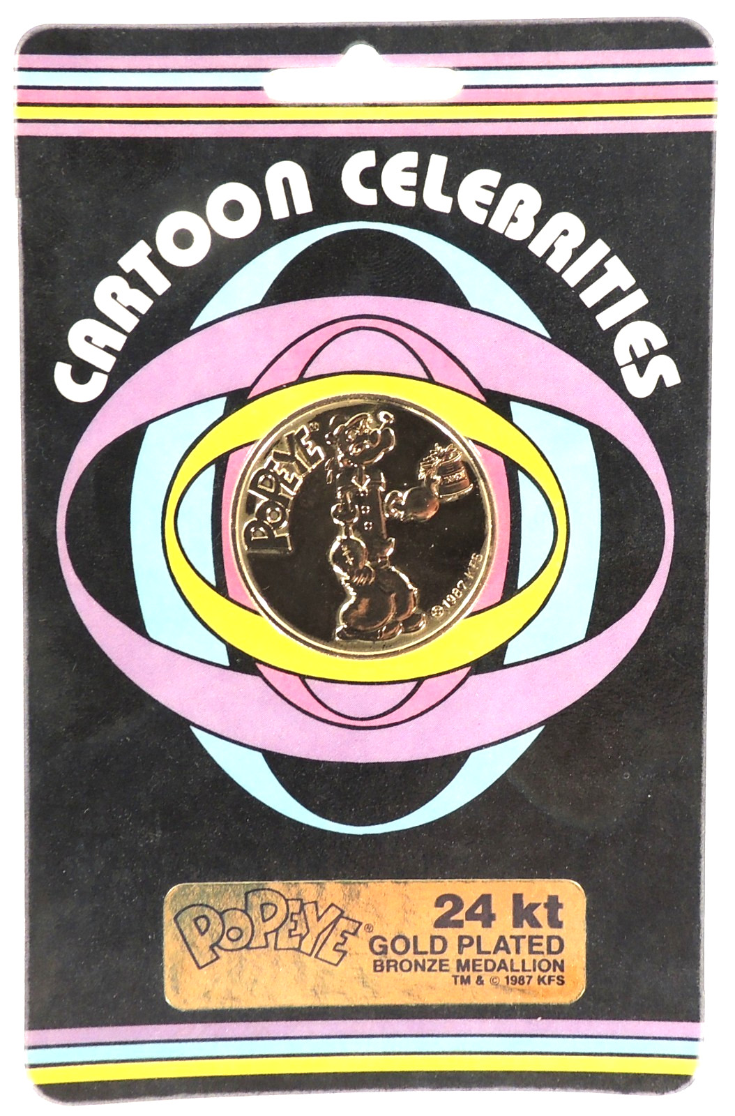 Popeye Cartoon Celebrities Series 24kt Gold Plated Bronze Medallion SEALED 1987