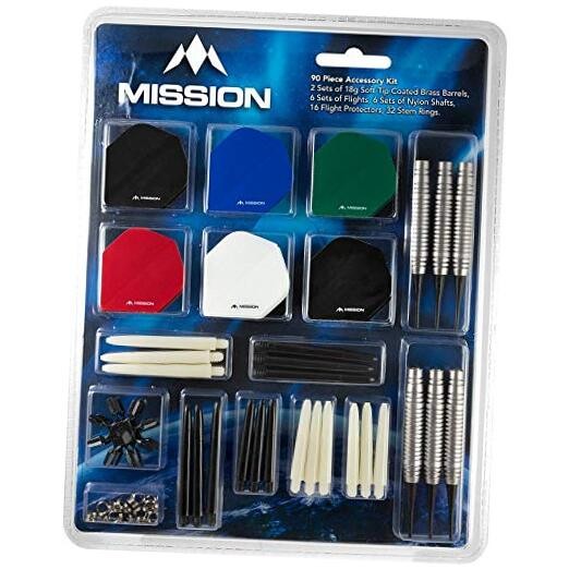 Mission 90pc Soft Tip Dart Set Accessory Kit, 18g Barrels (2 Sets), Flights &