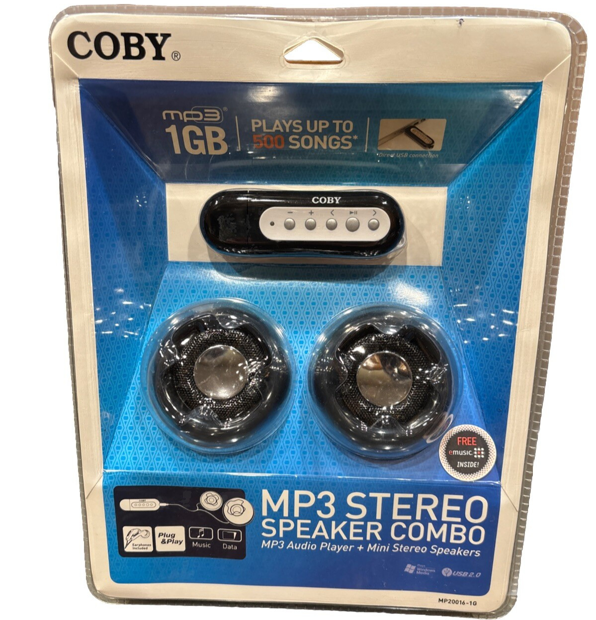 COBY MP3 STEREO SPEAKER COMBO W/MP3 Audio Player - 1GB -NIB