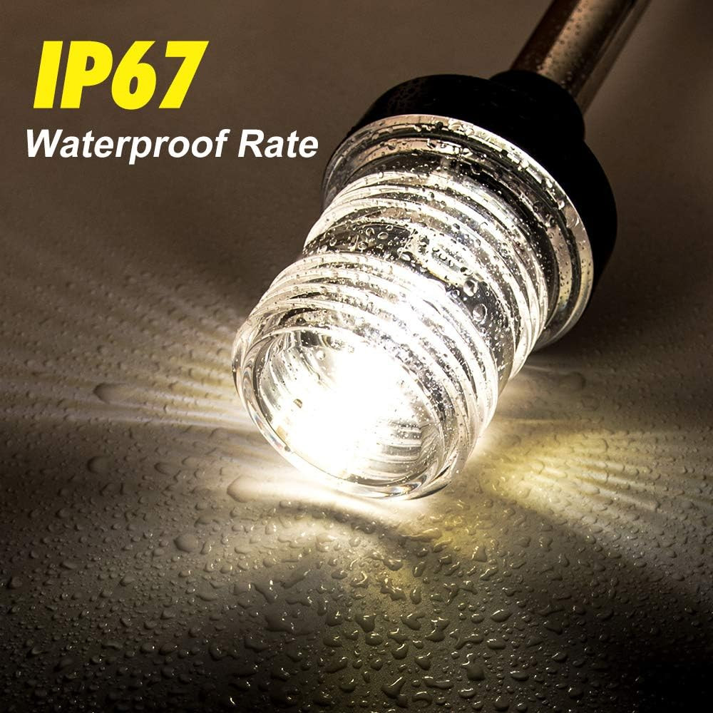 White LED Fold Down Boat Stern Light Boat Anchor Light for Pontoon and Fishing B