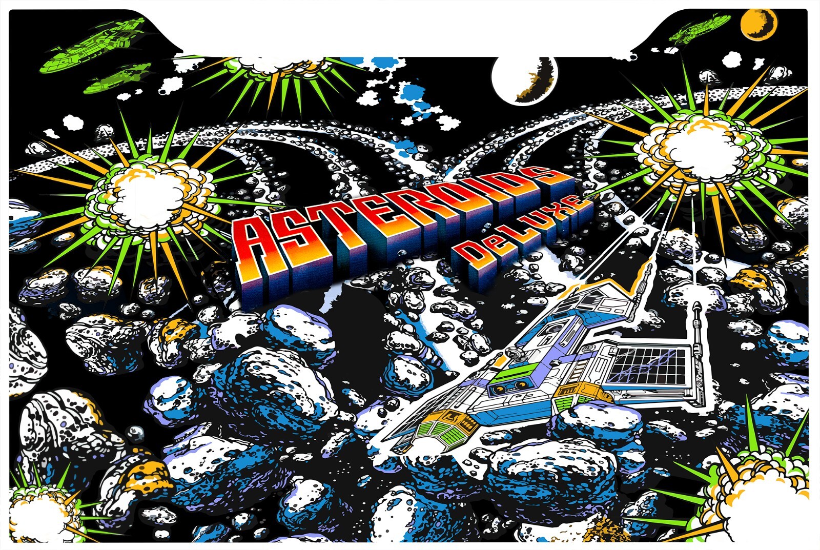 Asteroids Deluxe Arcade 1up Cabinet Riser Graphic Decal Sticker