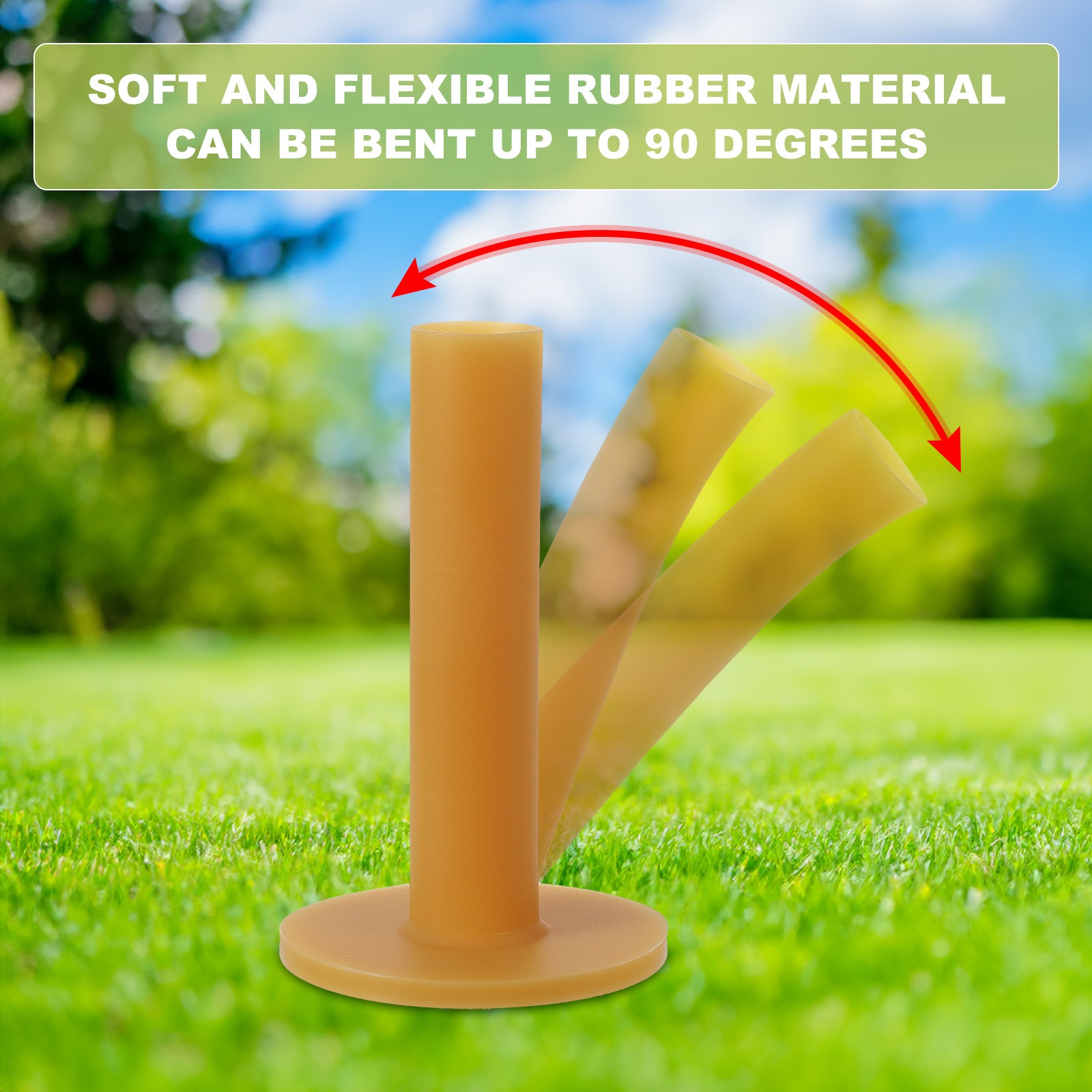 8 Pack Rubber Golf Tee 2.1 Inch Golf Tees Training Tee Yellow