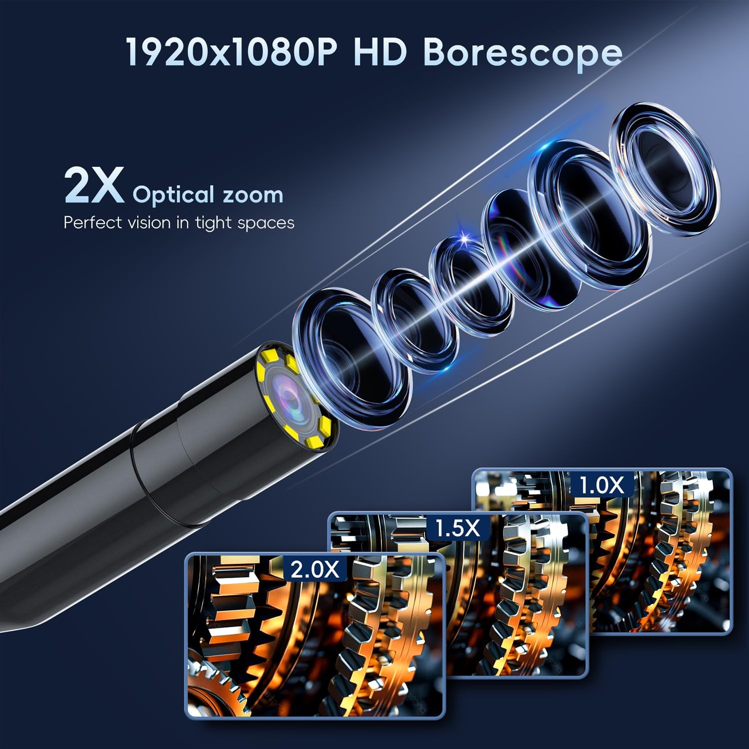 SKYBASIC Industrial Endoscope Borescope Camera with Light, 16.5FT, black