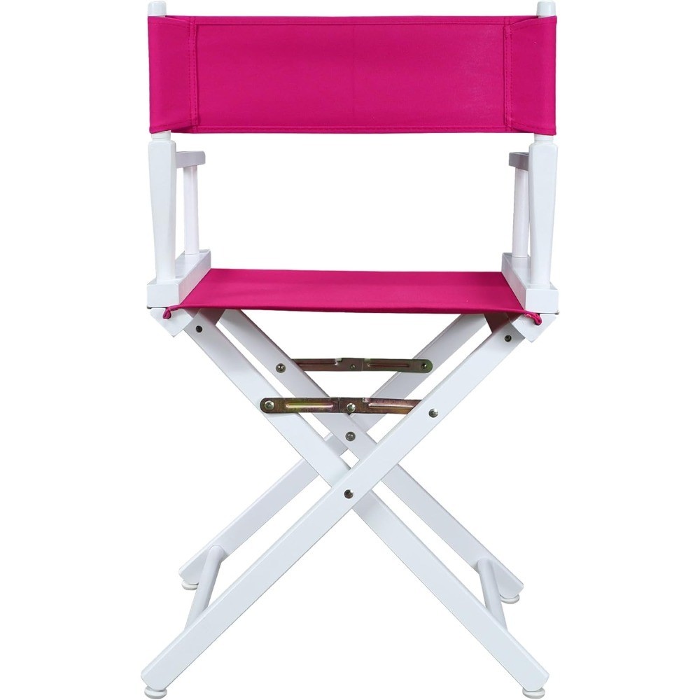 Director Chair 18 Inch Classic Height White Frame Magenta Canvas Portable