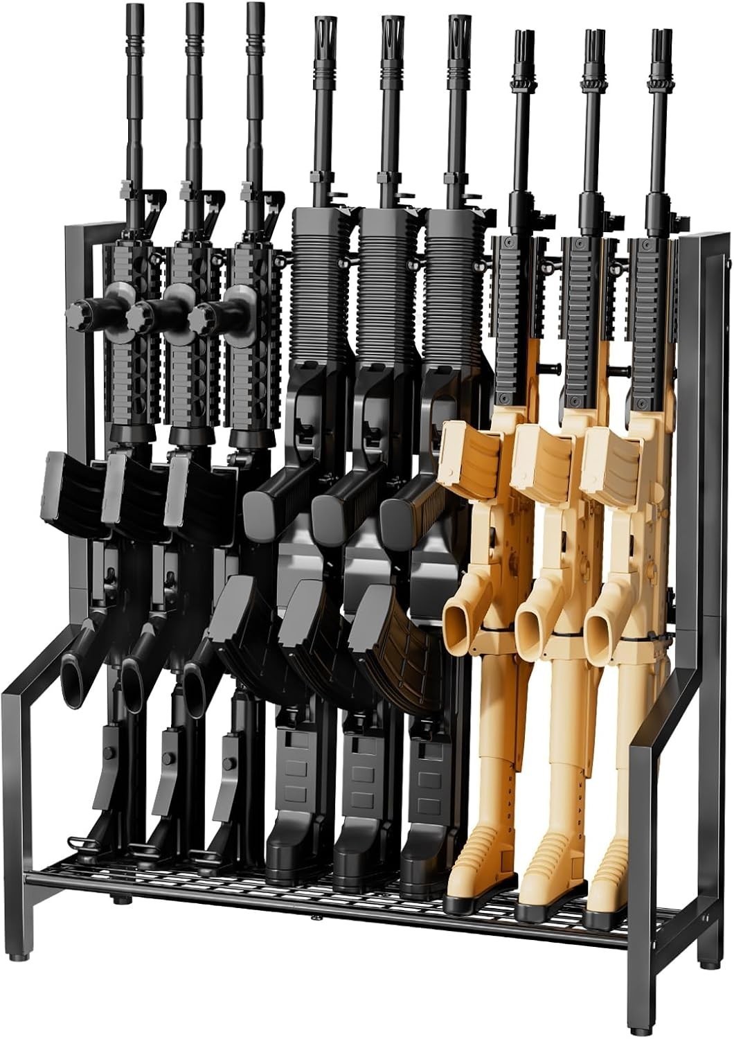 9-Gun Indoor Gun Rack Rifle Rack Floor Stand Heavy Duty Metal Gun Storage Shelf