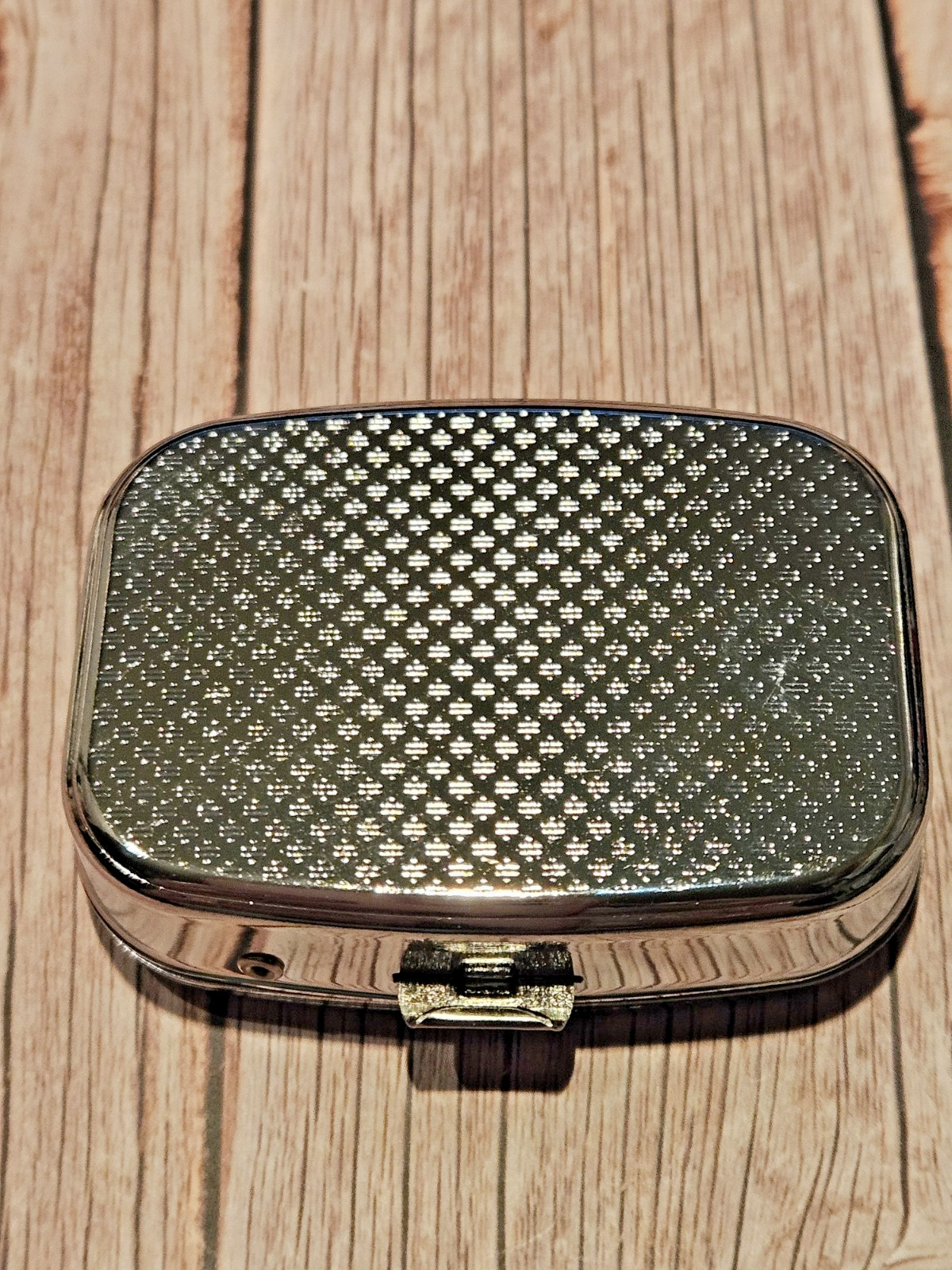 Pug Pill Box 2 Compartment Silver Tone Rectangular New