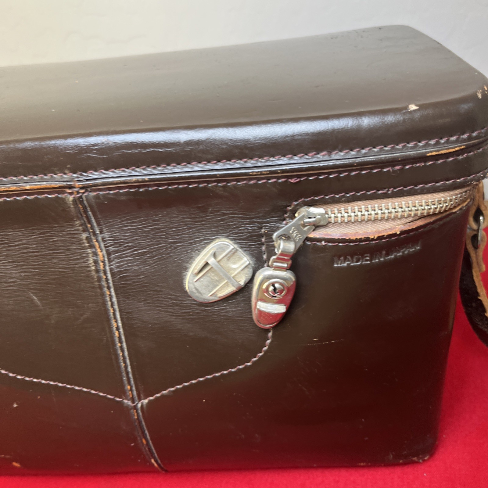 Vintage Nikon hard leather camera bag