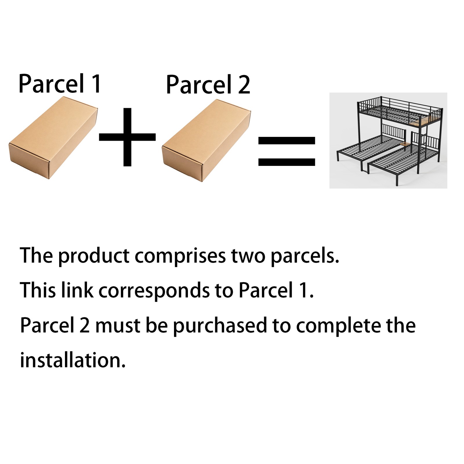 Black three-layer metal bed(This product comprises two parcels. This link corr