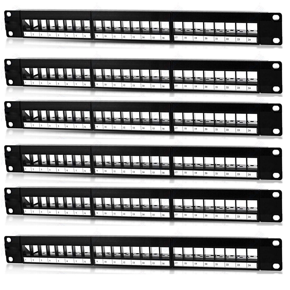 6X 24Port Patch Panel CAT6/Cat5 RJ45 110 Network Surface Wall Mount Bracket