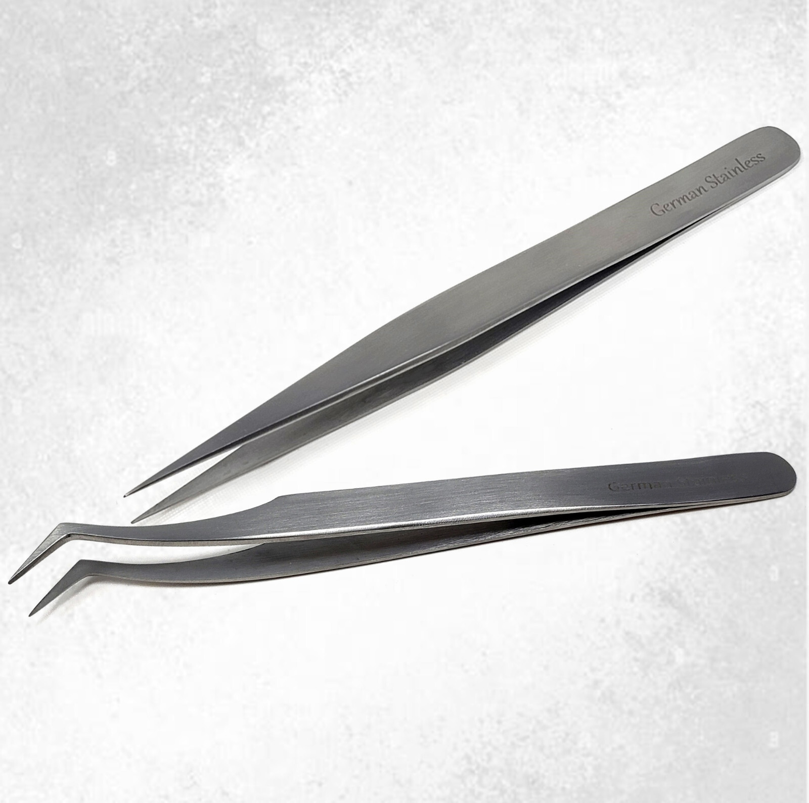 2 Professional False Eyelash Tweezers Extension Eye Lashes Tools Stainless Steel