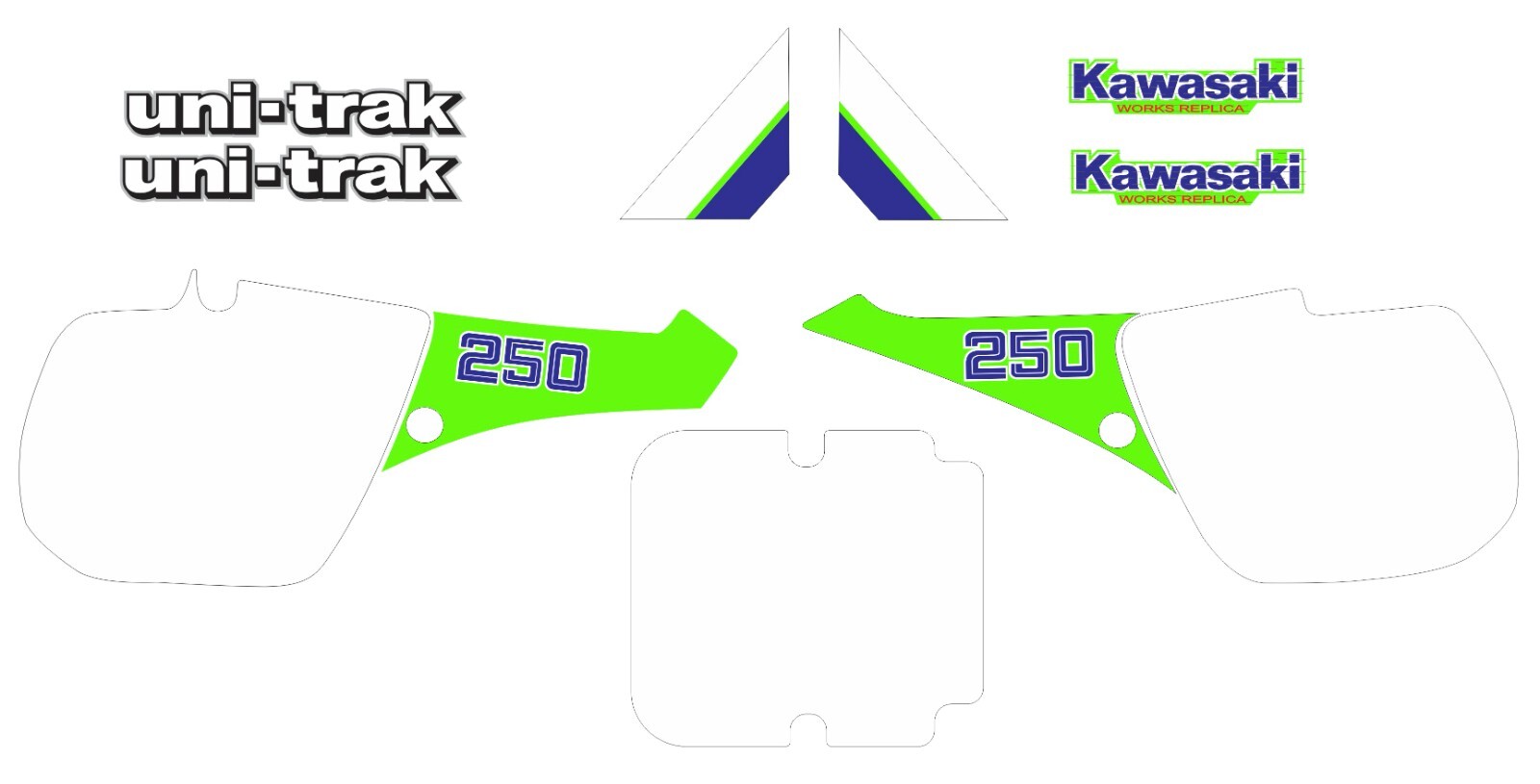 Graphic kit for a 1985 1986 Kawasaki KX250 Decals graphic sticker